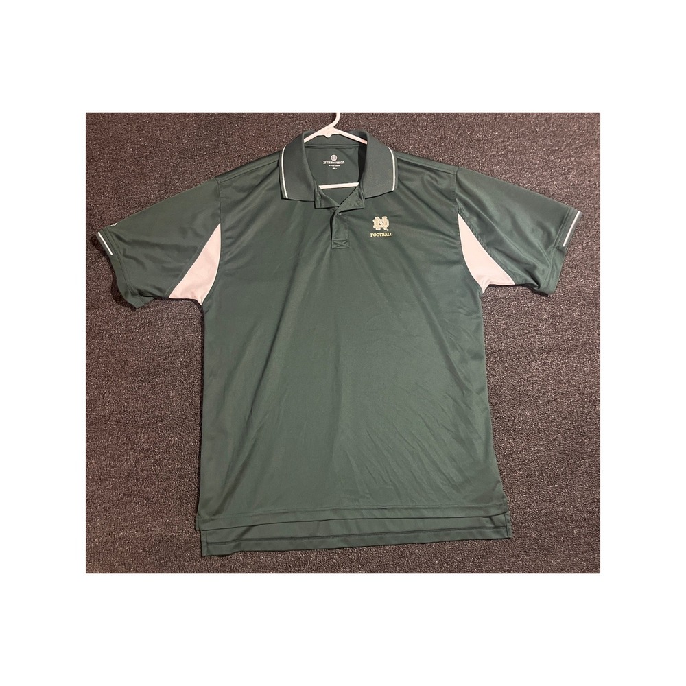 Holloway Notre Dame Football Polo Shirt Mens XL Green Short Sleeve ND Logo